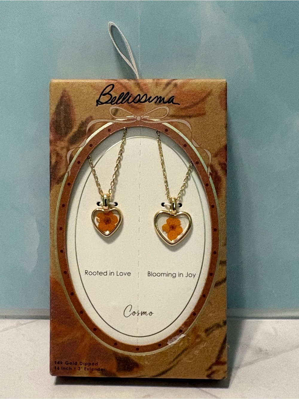 Bellissima 14 Gold Dipped Heart/Flower Necklace Set